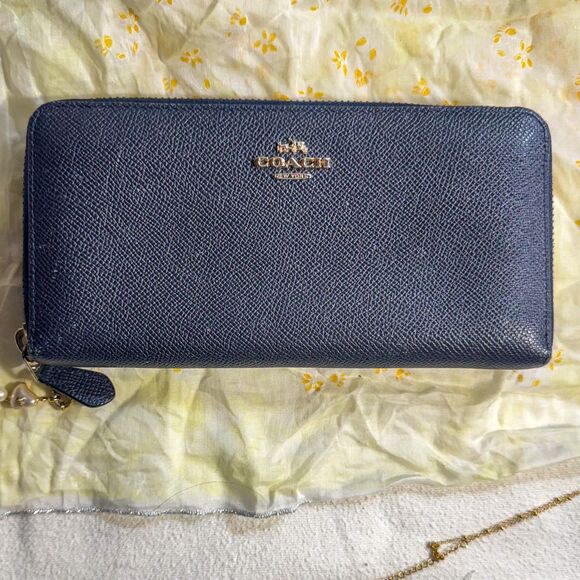 Vintage Coach Blue Leather Wallet | Y2K Era | Pre-Owned with Wear - Picture 1 of 12